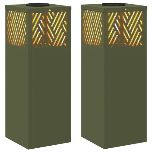 Соларна LED светлина за пътека 2 pcs Маслинено зелено