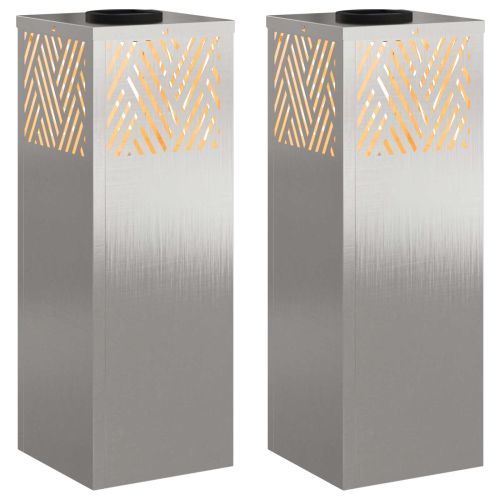 Соларна LED светлина за пътека 2 pcs Сребрист