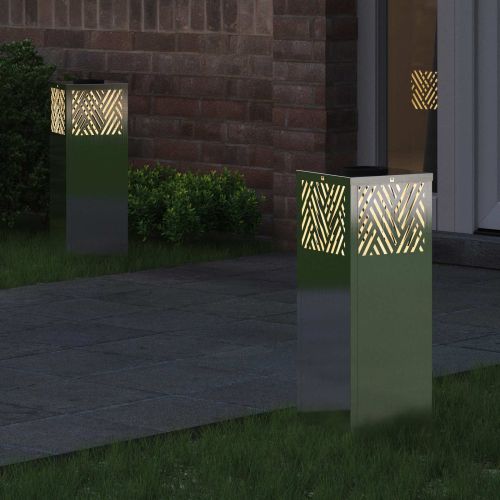 Соларна LED светлина за пътека 2 бр. Топло бяло 18 x 18 x 50 см