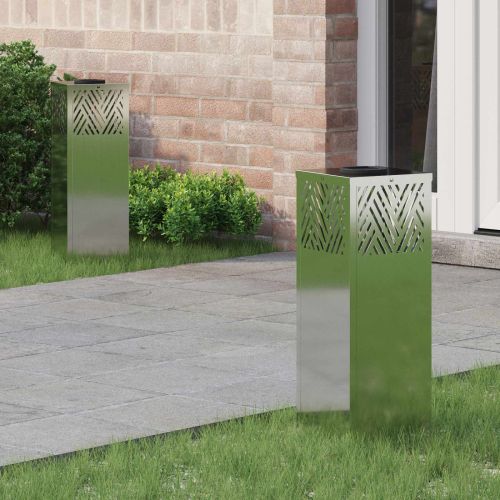 Соларна LED светлина за пътека 2 pcs Сребрист Галванизирана