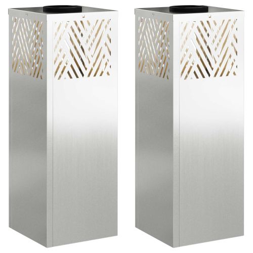 Соларна LED светлина за пътека 2 pcs Сребрист Галванизирана