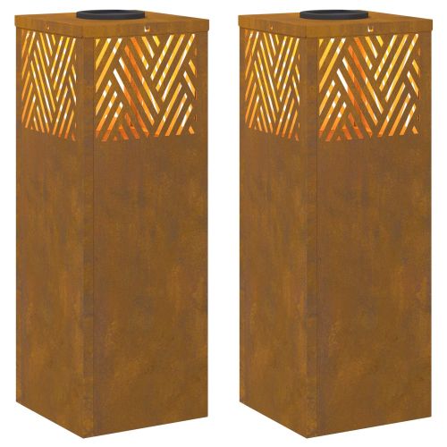 Соларна LED светлина за пътека 2 pcs Бронзов Патинираща стомана