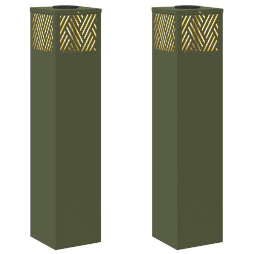 Соларна LED светлина за пътека 2 pcs Маслинено зелено