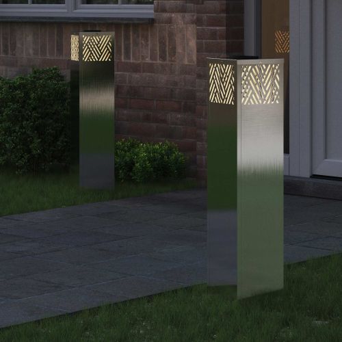 Соларна LED светлина за пътека 2 бр. Топло бяло 18 x 18 x 80 см