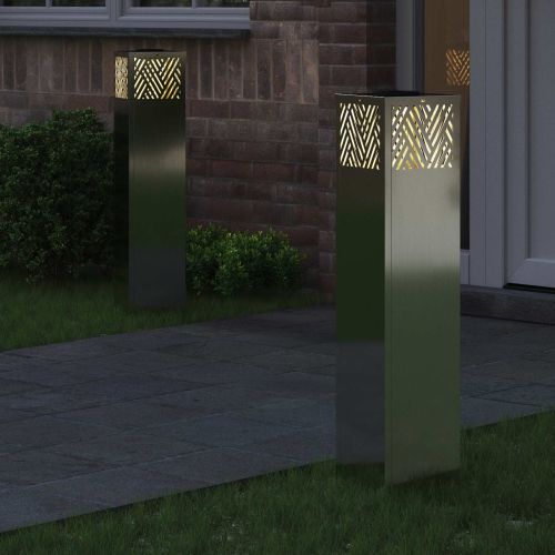 Соларна LED светлина за пътека 2 бр. Топло бяло 18 x 18 x 80 см