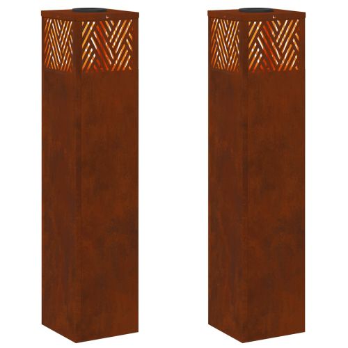 Соларна LED светлина за пътека 2 pcs Бронзов Патинираща стомана