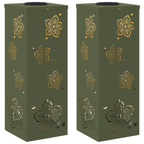 Соларна LED светлина за пътека 2 pcs Маслинено зелено