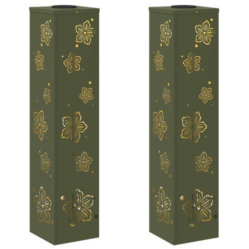 Соларна LED светлина за пътека 2 pcs Маслинено зелено