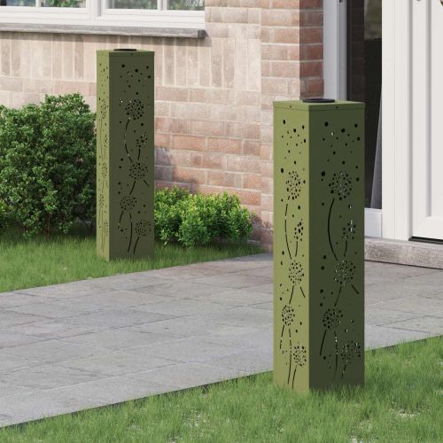 Соларна LED светлина за пътека 2 pcs Маслинено зелено