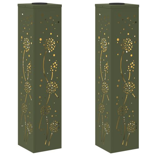 Соларна LED светлина за пътека 2 pcs Маслинено зелено