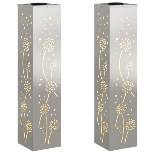 Соларна LED светлина за пътека 2 pcs Сребрист