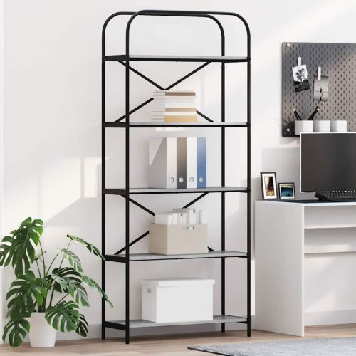 Рафт за книги Сив Сонома 80 x 30 x 183 см Инженерно дърво