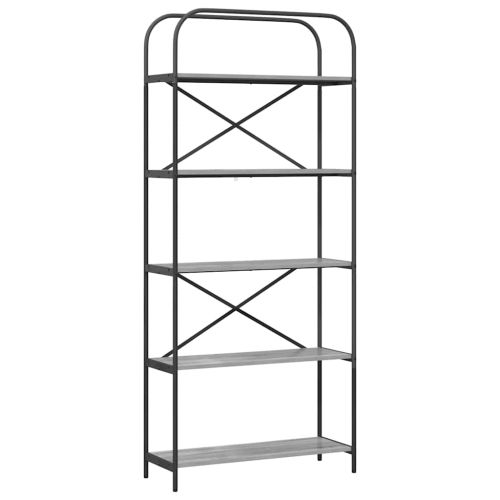 Рафт за книги Сив Сонома 80 x 30 x 183 см Инженерно дърво