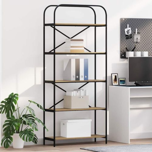 Рафт за книги Дъб 80 x 30 x 183 см Инженерно дърво