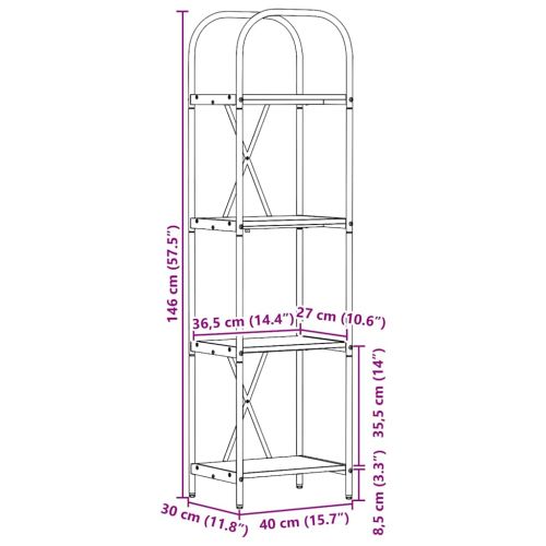Рафт за книги Димян дъб 40 x 30 x 146 см Инженерно дърво