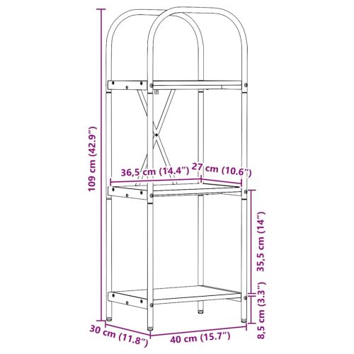 Рафт за книги Сив Сонома 40 x 30 x 109 см Инженерно дърво