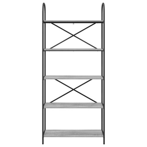 Рафт за книги Сив Сонома 80 x 30 x 183 см Инженерно дърво