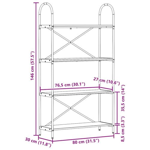 Рафт за книги Старо дърво 80 x 30 x 146 см Инженерно дърво