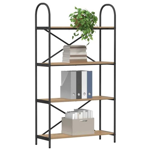 Рафт за книги 4 нива 80 x 30 x 146 см Инженерна дървесина Дъб