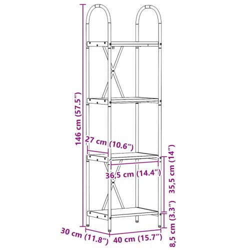 Рафт за книги Старо дърво 40 x 30 x 146 см Инженерно дърво