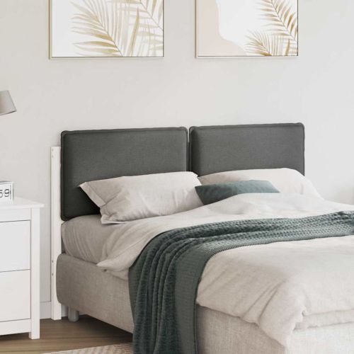 Тапицирана табла Бяло и светло сиво 140 cm Солидно борово дърво