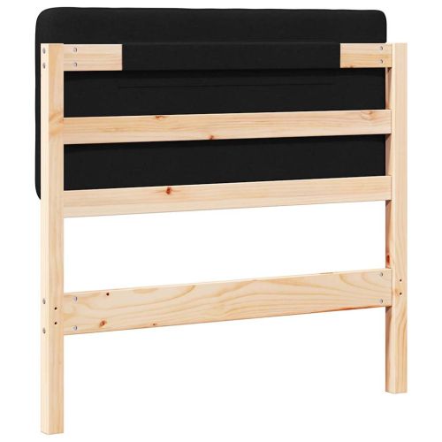 Тапицирана табла Кафяв и черен 90 cm Солидно борово дърво