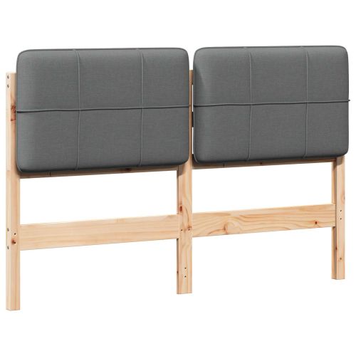 Тапицирана табла Кафяв и светло сив 140 cm Солидно борово дърво