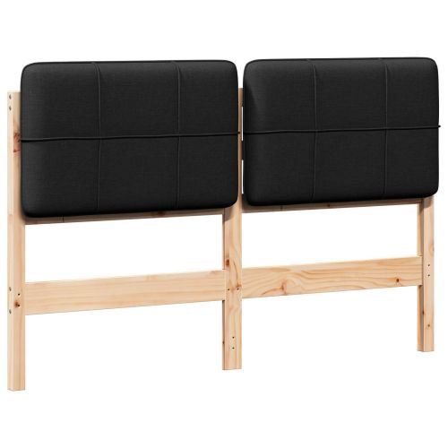 Тапицирана табла Кафяв и черен 120 cm Солидно борово дърво