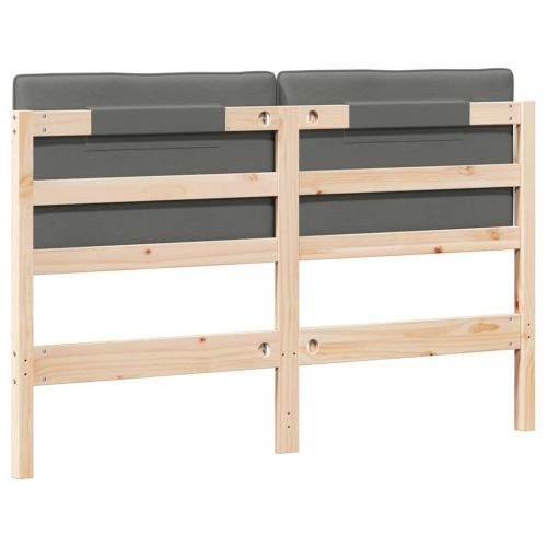 Тапицирана табла Кафяв и светло сив 135 cm Солидно борово дърво