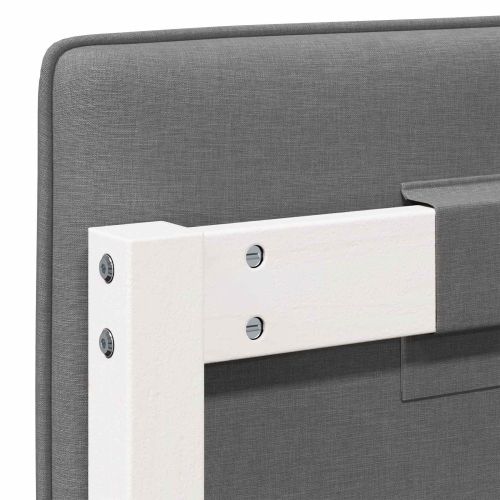 Тапицирана табла Бяло и светло сиво 120 cm Солидно борово дърво