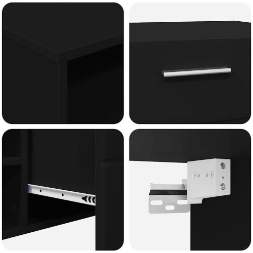 Дървен шкаф с чекмедже Черно 100,5 x 39 x 30 см Инженерно дърво