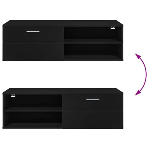 Дървен шкаф с чекмедже Черно 100,5 x 39 x 30 см Инженерно дърво