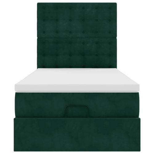 Османска легло с матраци, тъмнозелено, 100x200 см, кадифе