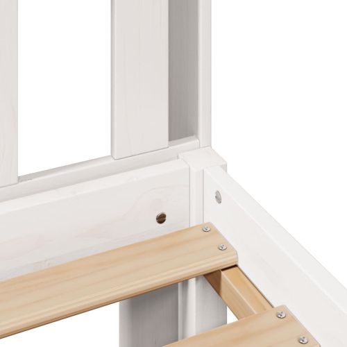 Легло с рафтове за книги, без матрак, бял, 75x190 см, бор масив