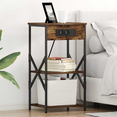 Нощен шкаф с рафт Димян дъб 41 x 31 x 76 см Инженерно дърво