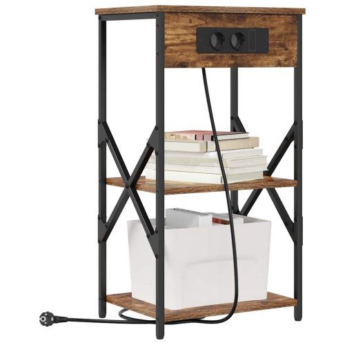 Нощен шкаф с рафт Димян дъб 41 x 31 x 76 см Инженерно дърво