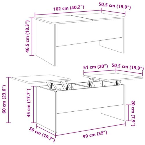 Масичка за кафе Черния дъб 102 x 50,5 x 46,5 см Инженерно дърво