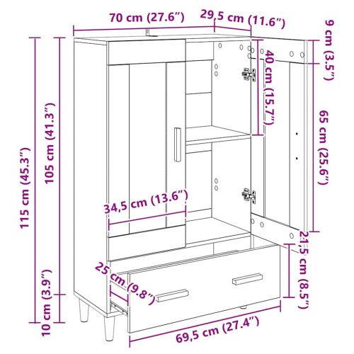 Висок шкаф Старо дърво 70 x 31 x 115 см Инженерно дърво