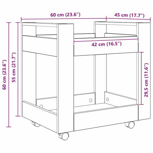 Бюро количка Старо дърво 60 x 45 x 60 см Инженерна дървесина