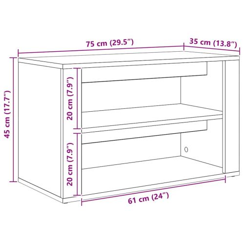 Шкаф за обувки Старо дърво 75 x 35 x 45 см Инженерно дърво