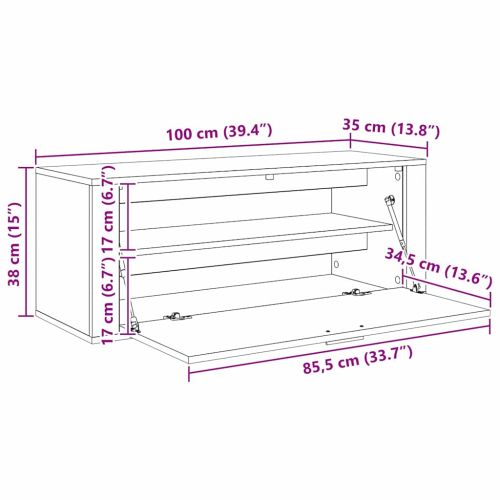 Шкаф за обувки Черен дъб 100 x 35 x 38 см Инженерно дърво