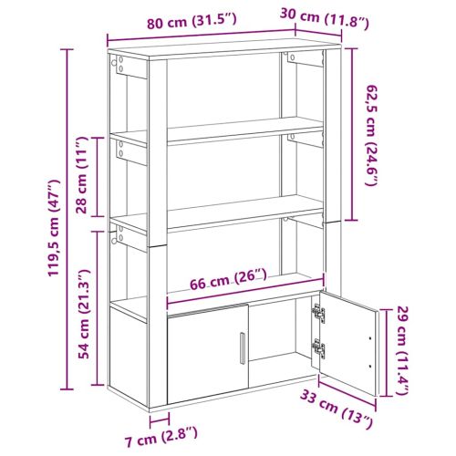 Служебен шкаф Черен дъб 30 x 80 x 119.5 см Инженерно дърво
