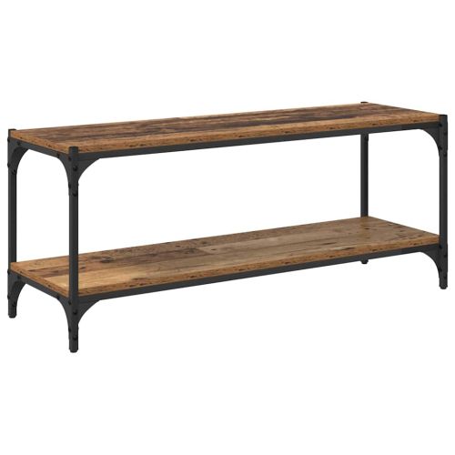 ТВ шкаф Старо дърво 100x33x41см Инженерна дървесина и желязо