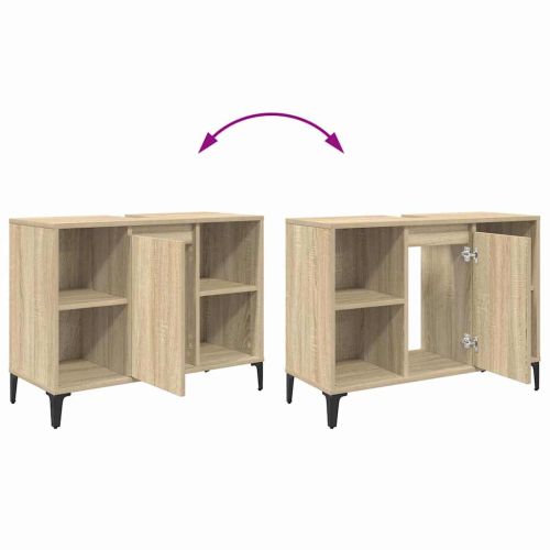 Шкаф за мивка с рафт със съхранение Сонома дъб 80 x 33 x 60 см