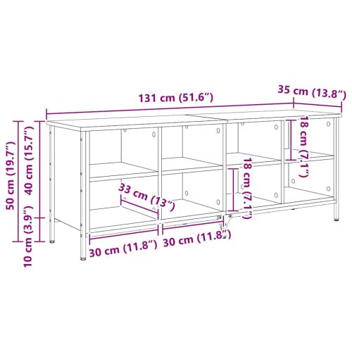 Шкаф за обувки 131 x 35 x 50 см Инженерна дървесина и желязо