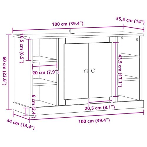 Служебен шкаф Старо дърво 100 x 35,5 x 60 см Инженерно дърво