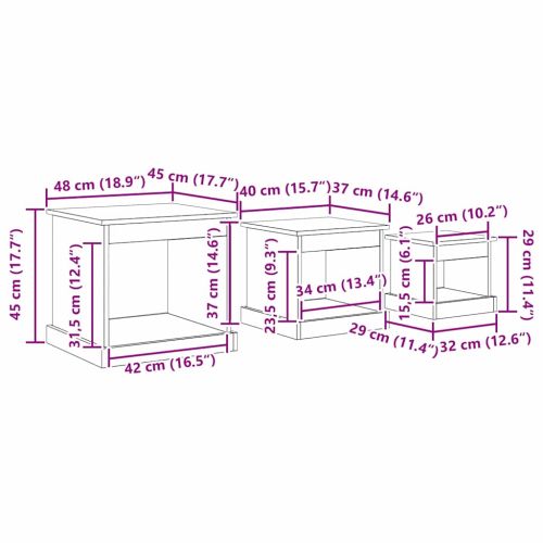 Масичка за кафе 3 pcs Черния дъб Инженерно дърво