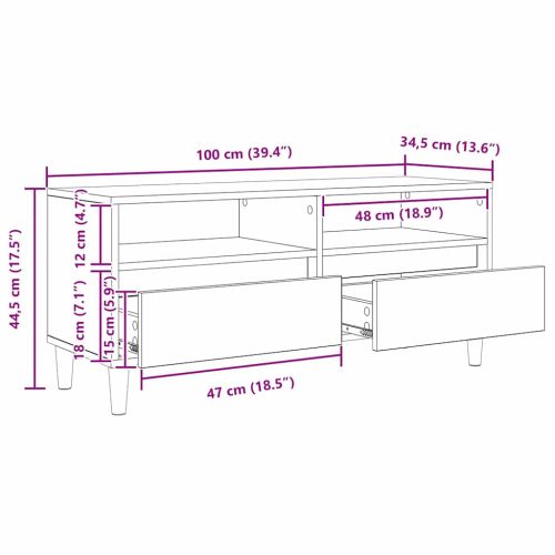 ТВ шкаф Старо дърво 100 x 34,5 x 44,5 см Инженерно дърво