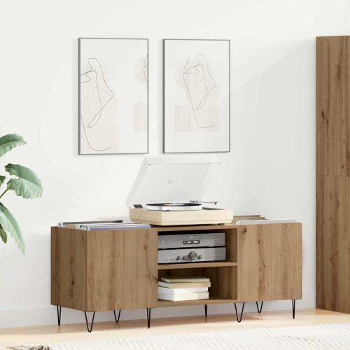 Шкаф за грамофонни плочи с рафт с врата Дъб 121 x 38 x 48 cm