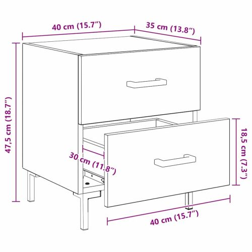 Нощен шкаф Черния дъб 40 x 35 x 47,5 см Инженерно дърво